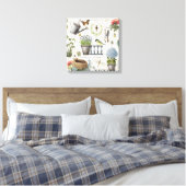 Modern Vintage french farmhouse flower garden Canvas Afdruk (Insitu (Slaapkamer))