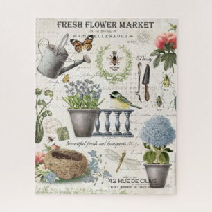 Modern Vintage french farmhouse flower garden Legpuzzel