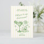 Modern Vintage Green Bridesmaid Proposal Card Kaart (Staand voorkant)