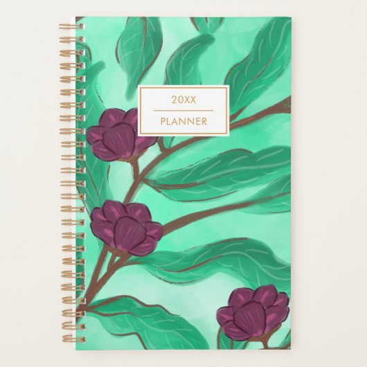 Modern Vintage Green Foliage Illustration Planner (Voorkant)