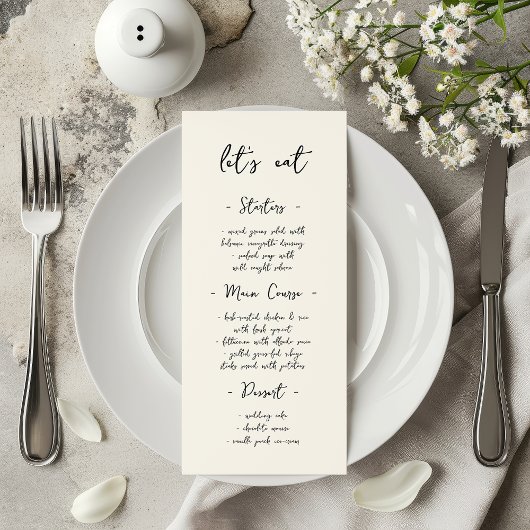 Modern Vintage Handwriting Wedding Dinner Menu