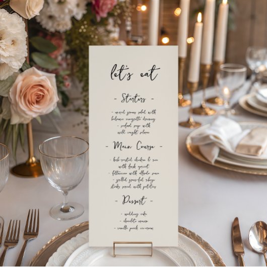 Modern Vintage Handwriting Wedding Dinner Menu