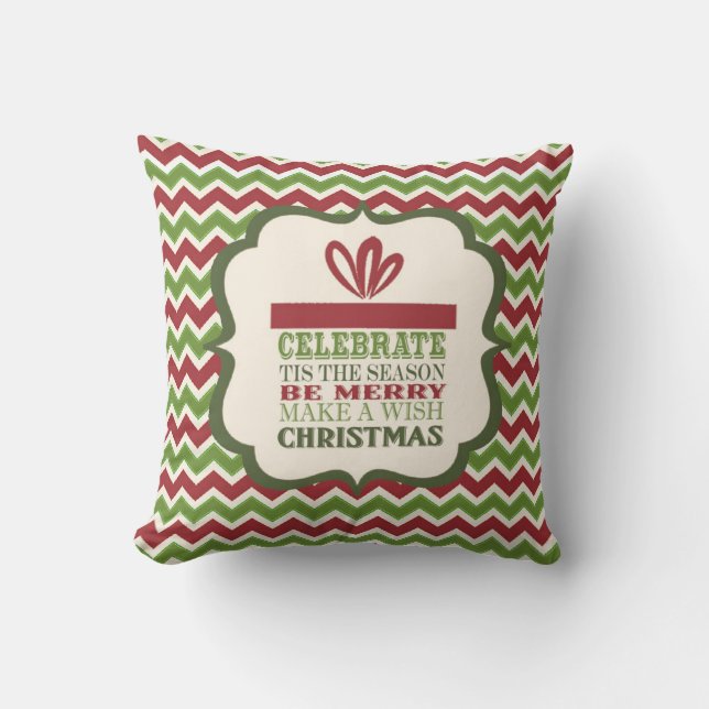 modern vintage kerst cadeau woord kussen (Voorkant)