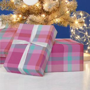 Modern Vintage-kerstmis met roze aqua Cadeaupapier
