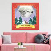 Modern Vintage Kerstnacht met kerstman Canvas Afdruk (Insitu (Woonkamer))