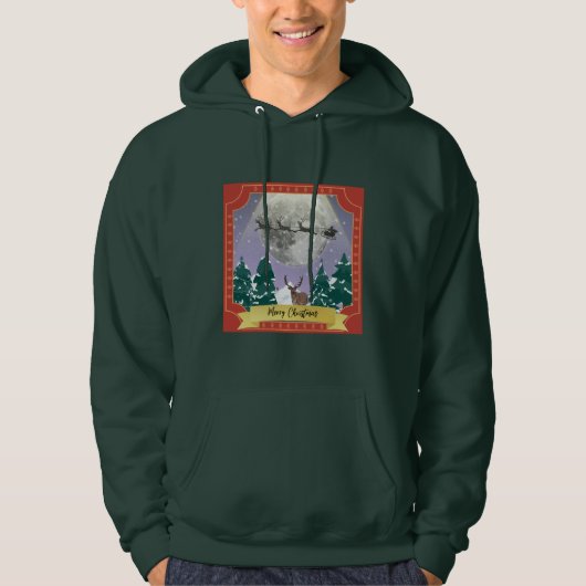 Modern Vintage Kerstnacht met kerstman Hoodie (Voorkant)