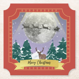 Modern Vintage Kerstnacht met kerstman Kartonnen Onderzetters