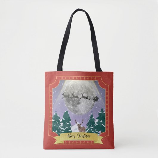 Modern Vintage Kerstnacht met kerstman Tote Bag (Voorkant)