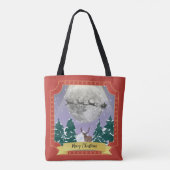 Modern Vintage Kerstnacht met kerstman Tote Bag (Achterkant)