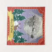 Modern Vintage Kerstnacht met kerstman Wandkleed (Voorkant (horizontaal))