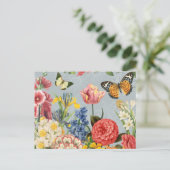 modern vintage multl botanical flowers briefkaart (Staand voorkant)