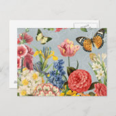 modern vintage multl botanical flowers briefkaart (Voorkant / Achterkant)