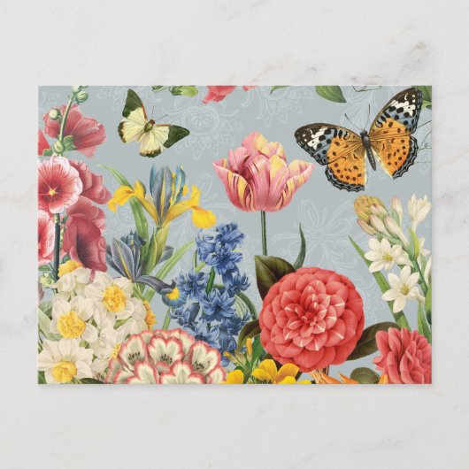 modern vintage multl botanical flowers briefkaart (Voorkant)