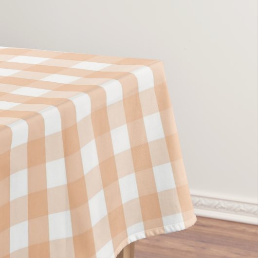 Modern Vintage Peach Gingham Pattern Spring Summer Tafelkleed (Voorbeeld)