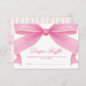 Modern Vintage Pink Bow Diaper Raffle Informatiekaartje (Voorkant / Achterkant)
