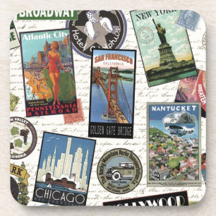 modern vintage reizen USA Drankjes Onderzetter