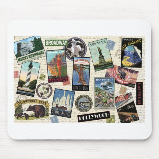 modern vintage reizen USA Muismat (Voorkant)