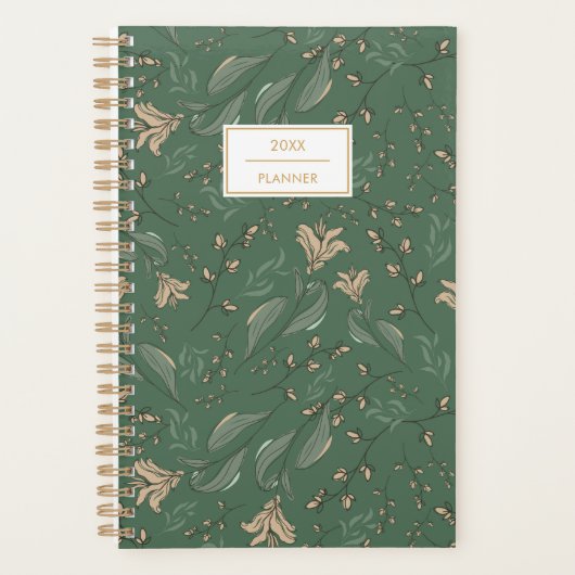 Modern Vintage Sage Green Foliage Pattern Planner (Voorkant)