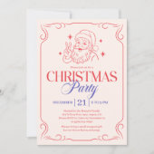Modern Vintage Santa Christmas Party Feestdagenkaart (Voorkant)