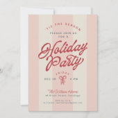 Modern Vintage Stripes Cute Retro Holiday Party Kaart (Voorkant)