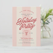 Modern Vintage Stripes Cute Retro Holiday Party Kaart (Staand voorkant)