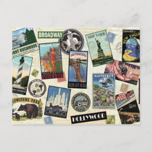 Modern Vintage Travel USA Briefkaart