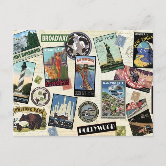 Modern Vintage Travel USA Briefkaart (Voorkant)