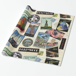 Modern Vintage Travel USA Cadeaupapier