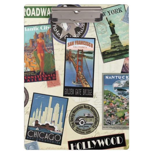 Modern Vintage Travel USA Klembord (Voorkant)