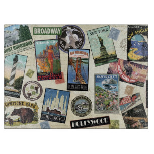 Modern Vintage Travel USA Snijplank