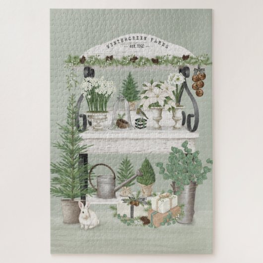 Modern vintage winter garden cart jigsaw puzzle legpuzzel (Verticaal)