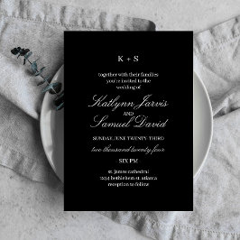 Modern vintage zwart bruiloft uitnodiging Kaart