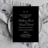 Modern vintage zwart bruiloft uitnodiging Kaart