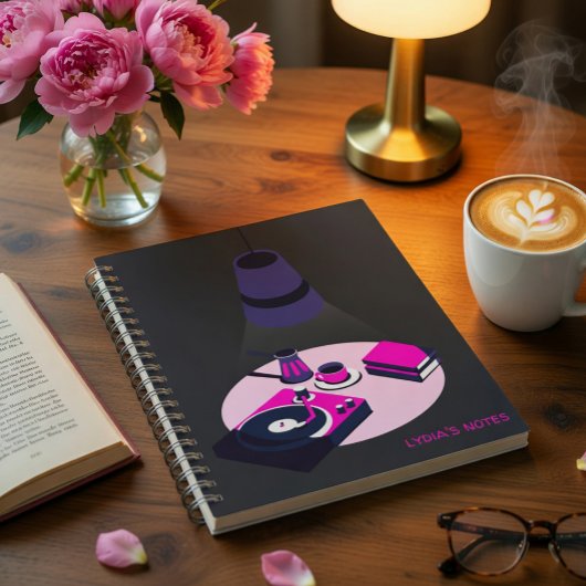 Modern Vinyl Coffee Personalized Notebook Notitieboek