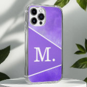 Modern violet blauw monogram iPhone hoesje