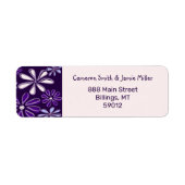 Modern Violet Floral Doodle Retouradres Etiket (Voorkant)