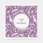 Modern Violet Graphic Floral Botanical Servet (Voorkant)