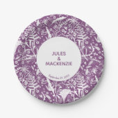 Modern Violet Graphic Floral Botanical Wedding Papieren Bordje (Voorkant)
