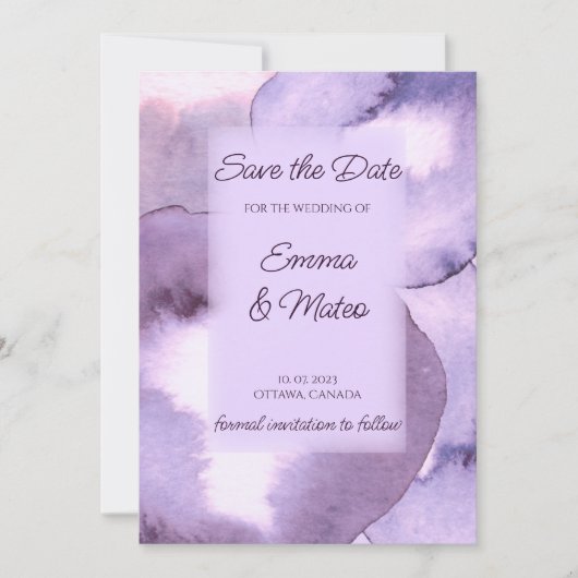 Modern violet paars save the date (Voorkant)