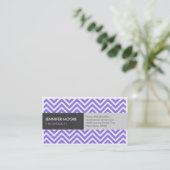 Modern Violet Paars ZigZag Chevron Pattern Visitekaartje (Staand voorkant)