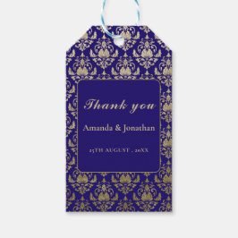 Modern Violet Paarse en gouden Patroon Bruiloft Cadeaulabel