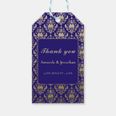 Modern Violet Paarse en gouden Patroon Bruiloft Cadeaulabel (Achterkant)