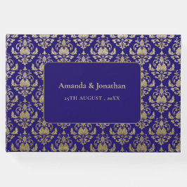 Modern Violet Paarse en gouden Patroon Bruiloft Gastenboek