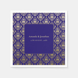 Modern Violet Paarse en gouden Patroon Bruiloft Servet