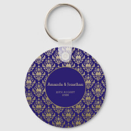 Modern Violet Paarse en gouden Patroon Bruiloft Sleutelhanger
