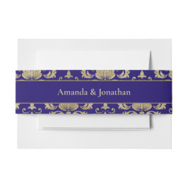 Modern Violet Paarse en gouden Patroon Bruiloft Uitnodigingen Wikkel