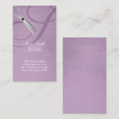Modern Violet Script Monogram Hair Stylist Visitekaartje (Voorkant / Achterkant)