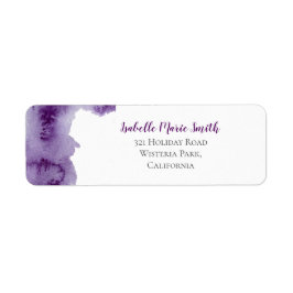 Modern Violet Waterverf Paint Splash Wedding Etiket