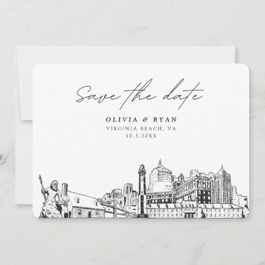 Modern Virginia Beach Bruiloft Save the Date Kaart (Voorkant)