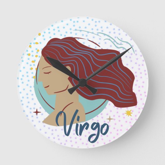 Modern Virgo Woman Zodiac Ronde Klok (Voorkant)